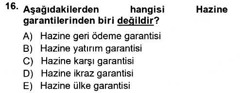 Devlet Borçları 2012-2013 Ara Sınav - 16. soru
