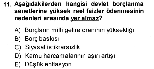 Devlet Borçları 2013-2014 Ara Sınav - 11. soru
