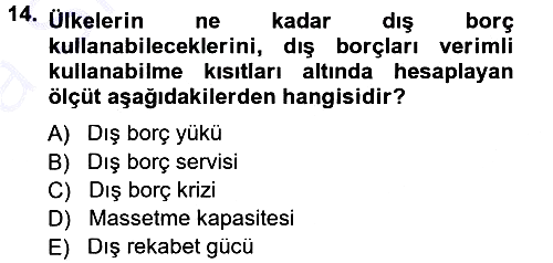 Devlet Borçları 2013-2014 Ara Sınav - 14. soru