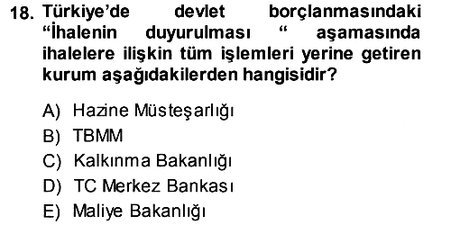 Devlet Borçları 2013-2014 Ara Sınav - 18. soru