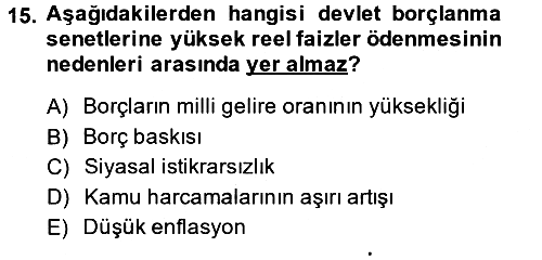 Devlet Borçları 2014-2015 Ara Sınav - 15. soru