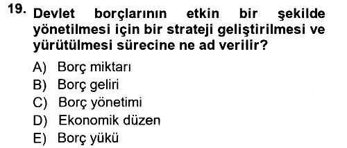 Devlet Borçları 2014-2015 Ara Sınav - 19. soru