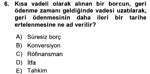 Devlet Borçları 2015-2016 Ara Sınav - 6. soru