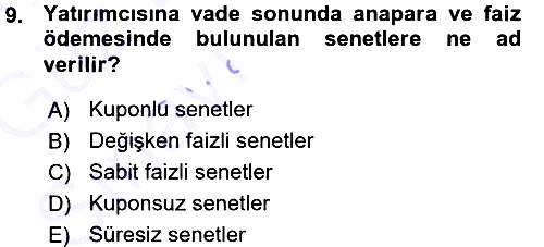 Devlet Borçları 2015-2016 Ara Sınav - 9. soru