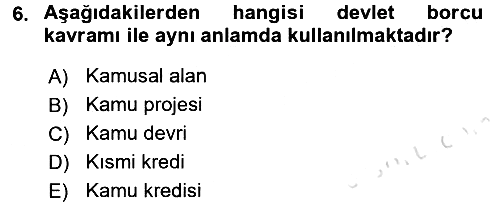 Devlet Borçları 2016-2017 Ara Sınav - 6. soru