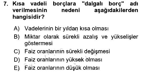 Devlet Borçları 2016-2017 Ara Sınav - 7. soru