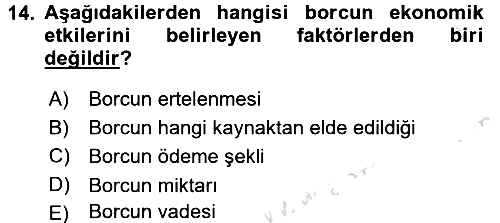 Devlet Borçları 2016-2017 Ara Sınav - 14. soru