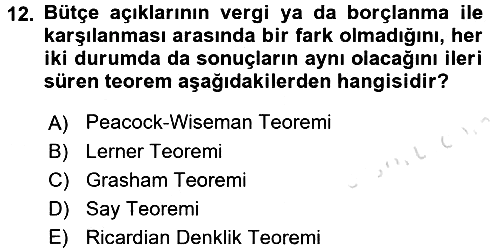 Devlet Borçları 2017-2018 Ara Sınav - 12. soru