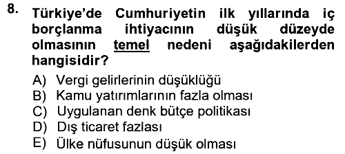 Devlet Borçları 2012-2013 Dönem Sonu Sınavı - 8. soru