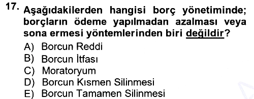 Devlet Borçları 2012-2013 Dönem Sonu Sınavı - 17. soru