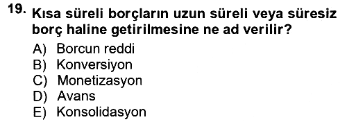 Devlet Borçları 2012-2013 Dönem Sonu Sınavı - 19. soru
