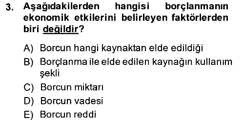 Devlet Borçları 2013-2014 Dönem Sonu Sınavı - 3. soru
