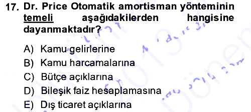 Devlet Borçları 2013-2014 Dönem Sonu Sınavı - 17. soru