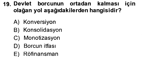 Devlet Borçları 2014-2015 Dönem Sonu Sınavı - 19. soru