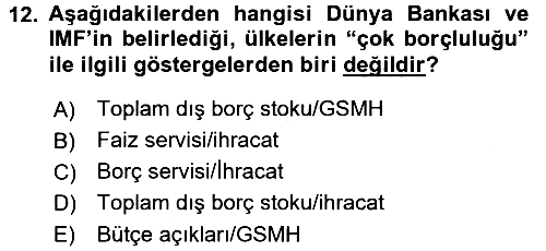 Devlet Borçları 2015-2016 Dönem Sonu Sınavı - 12. soru