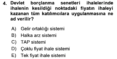 Devlet Borçları 2016-2017 Dönem Sonu Sınavı - 4. soru