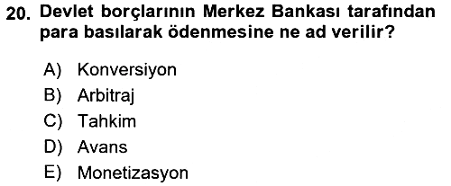 Devlet Borçları 2016-2017 Dönem Sonu Sınavı - 20. soru