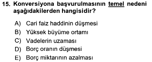 Devlet Borçları 2017-2018 Dönem Sonu Sınavı - 15. soru