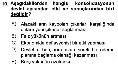 Devlet Borçları 2023-2024 Dönem Sonu Sınavı - 10. soru