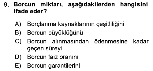 Devlet Borçları 2024-2025 Dönem Sonu Sınavı - 9. soru