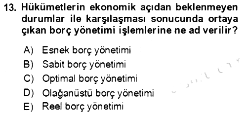 Devlet Borçları 2021-2022 Yaz Okulu Sınavı - 13. soru