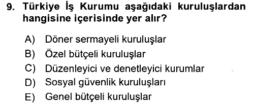 Devlet Bütçesi 2018-2019 3 Ders Sınavı - 9. soru