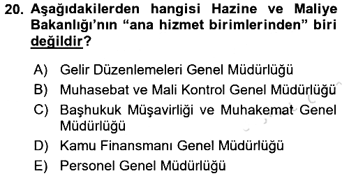 Devlet Bütçesi 2018-2019 3 Ders Sınavı - 20. soru