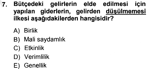 Devlet Bütçesi 2012-2013 Ara Sınav - 7. soru