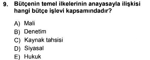 Devlet Bütçesi 2012-2013 Ara Sınav - 9. soru