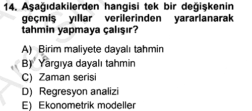 Devlet Bütçesi 2012-2013 Ara Sınav - 14. soru