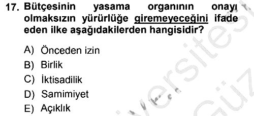 Devlet Bütçesi 2012-2013 Ara Sınav - 17. soru