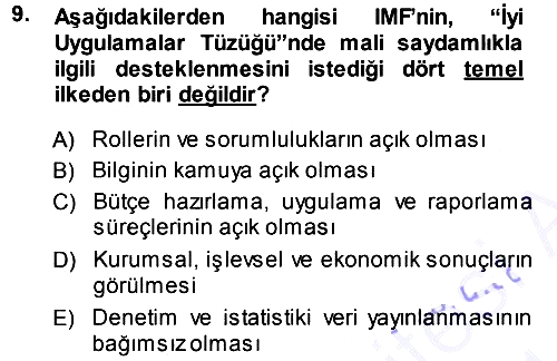 Devlet Bütçesi 2013-2014 Ara Sınav - 9. soru