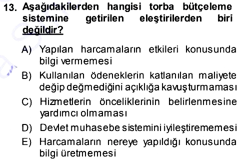 Devlet Bütçesi 2013-2014 Ara Sınav - 13. soru