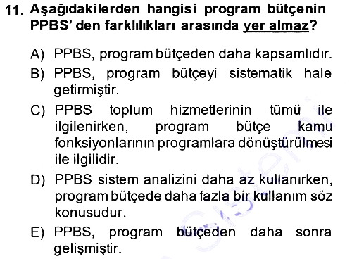 Devlet Bütçesi 2014-2015 Ara Sınav - 11. soru