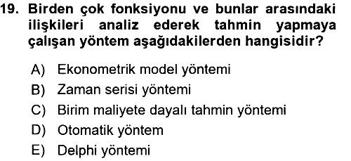 Devlet Bütçesi 2015-2016 Ara Sınav - 19. soru