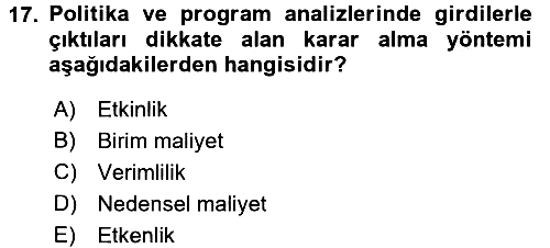 Devlet Bütçesi 2017-2018 Ara Sınav - 17. soru