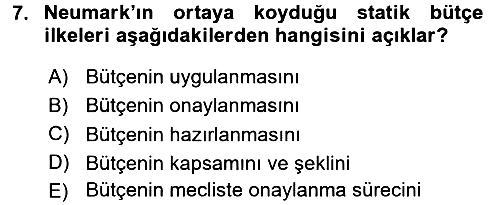 Devlet Bütçesi 2018-2019 Ara Sınav - 7. soru