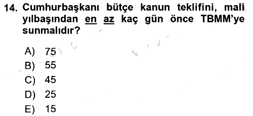 Devlet Bütçesi 2021-2022 Ara Sınav - 14. soru