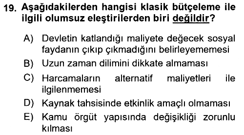 Devlet Bütçesi 2021-2022 Ara Sınav - 19. soru