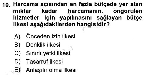 Devlet Bütçesi 2022-2023 Ara Sınav - 10. soru