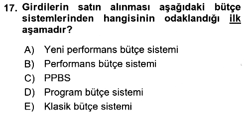 Devlet Bütçesi 2023-2024 Ara Sınav - 17. soru