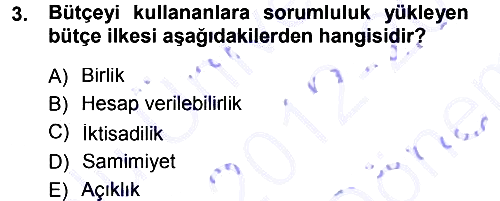 Devlet Bütçesi 2012-2013 Dönem Sonu Sınavı - 3. soru