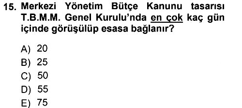 Devlet Bütçesi 2012-2013 Dönem Sonu Sınavı - 15. soru