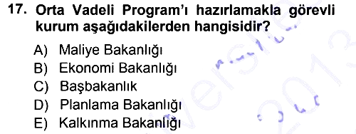 Devlet Bütçesi 2012-2013 Dönem Sonu Sınavı - 17. soru