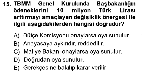 Devlet Bütçesi 2013-2014 Dönem Sonu Sınavı - 15. soru