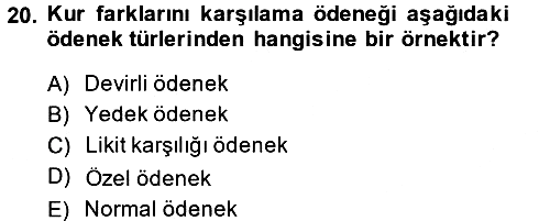 Devlet Bütçesi 2013-2014 Dönem Sonu Sınavı - 20. soru