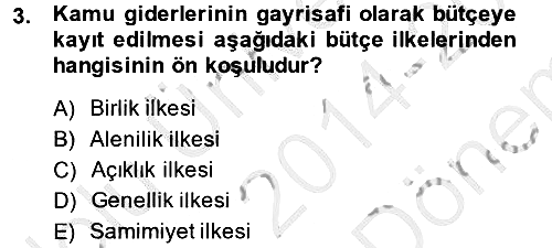 Devlet Bütçesi 2014-2015 Dönem Sonu Sınavı - 3. soru