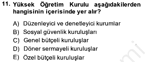Devlet Bütçesi 2014-2015 Dönem Sonu Sınavı - 11. soru
