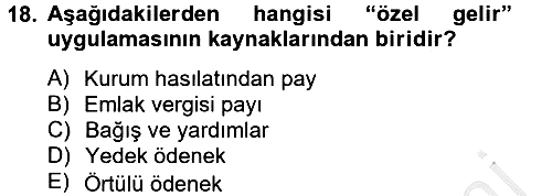 Devlet Bütçesi 2014-2015 Dönem Sonu Sınavı - 18. soru