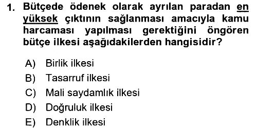 Devlet Bütçesi 2015-2016 Dönem Sonu Sınavı - 1. soru